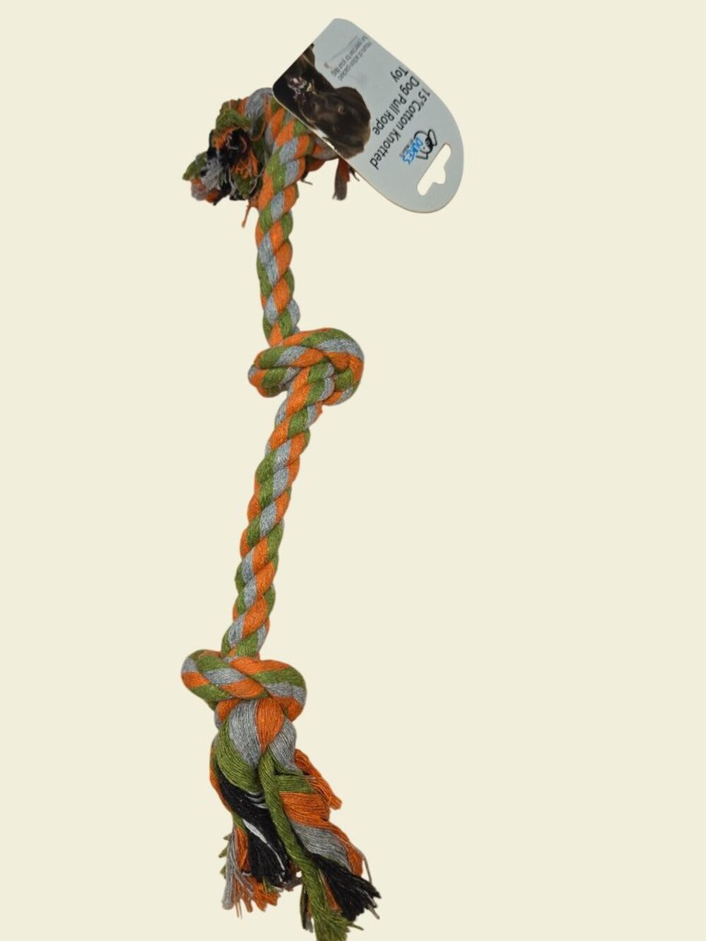 15" Cotton Knotted Dog Pull Rope Toy  Dukes Pet